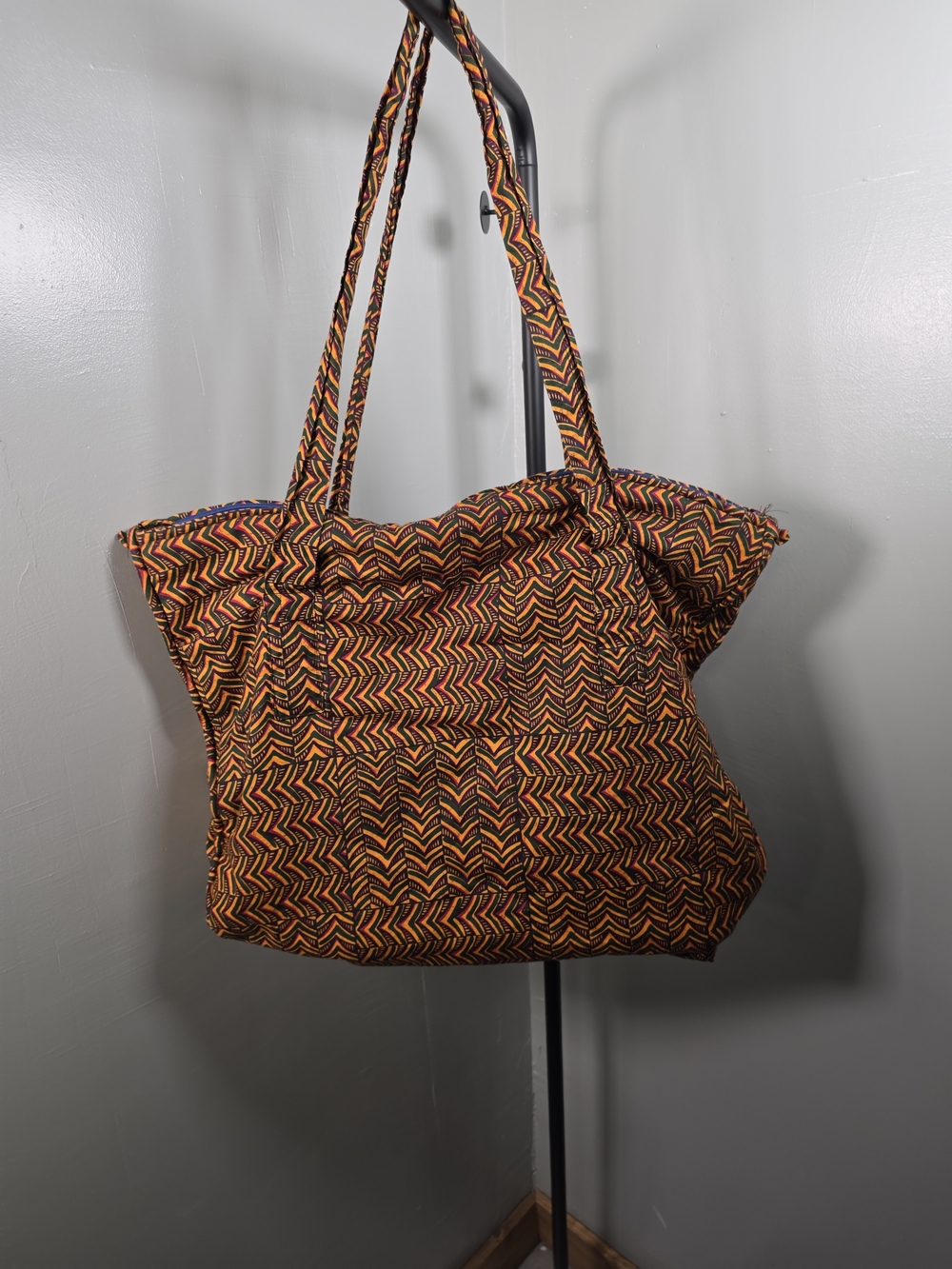 African-print fabric tote/duffel-style bag